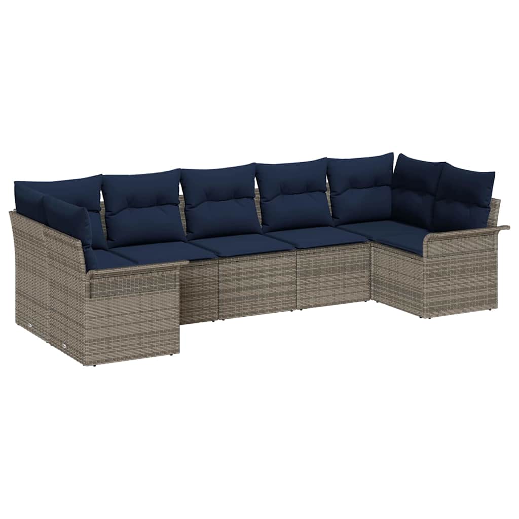 Ensemble de canapé de jardin 7 pcs Gris Poly rotin - XIOS
