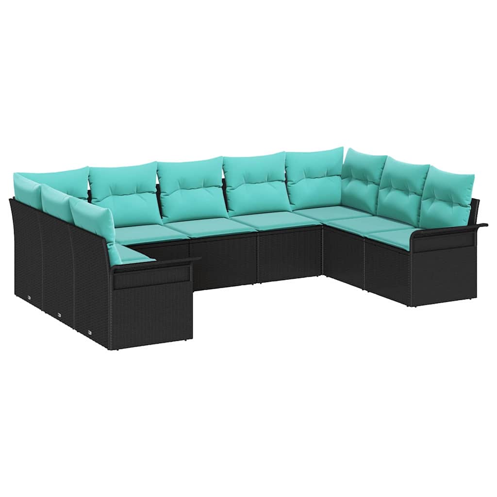 Ensemble de canapé de jardin avec stockage 9 pcs Noir polyrotin