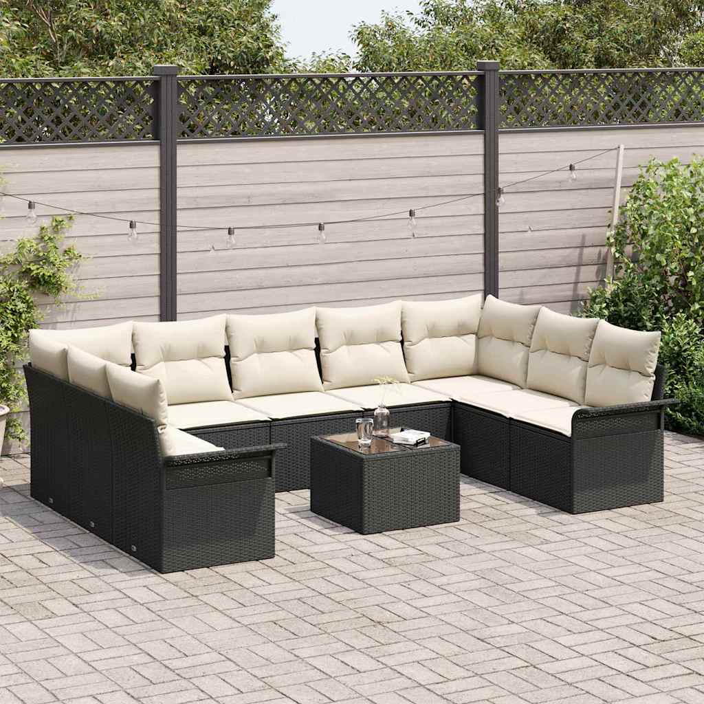 Ensemble de canapé de jardin 10 pcs Marron polyrotin