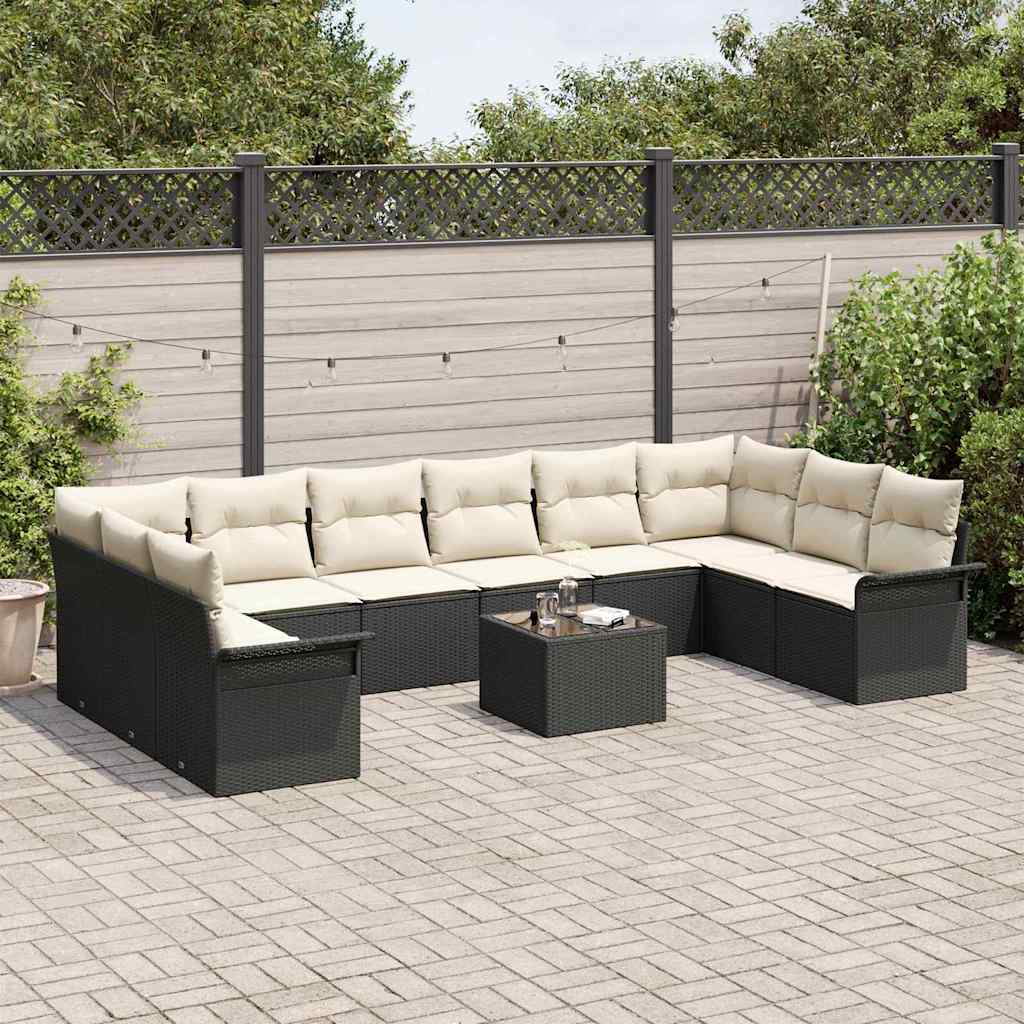 Ensemble de canapé de jardin 11 pcs Marron polyrotin