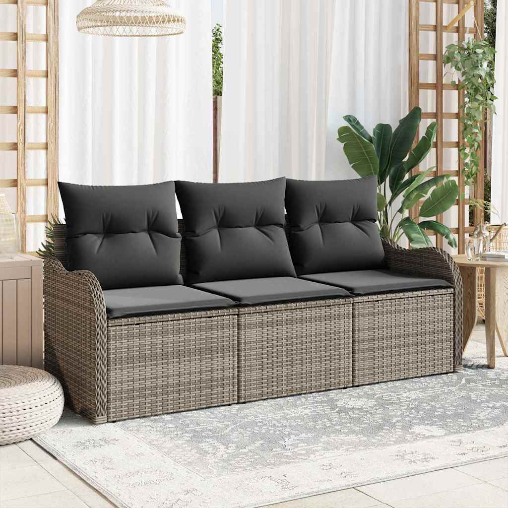 Ensemble de canapé de jardin 3 pc Gris Poly rotin