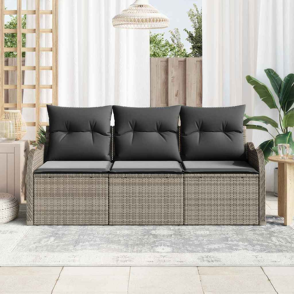 Ensemble de canapé de jardin 3 pcs Gris Poly rotin