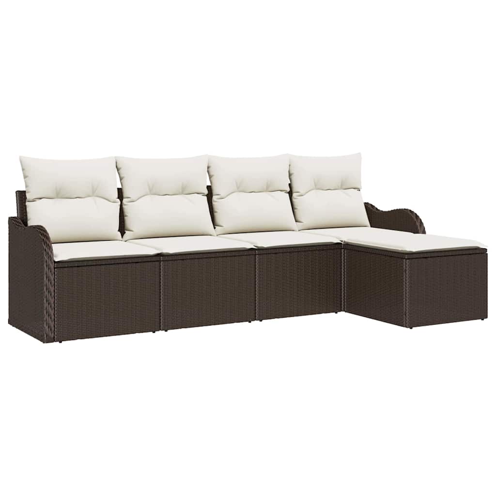 Ensemble de canapé de jardin 5 pcs Marron Poly rotin