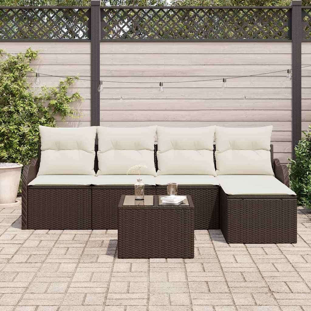 Ensemble de canapé de jardin avec stockage 6 pcs Gris polyrotin