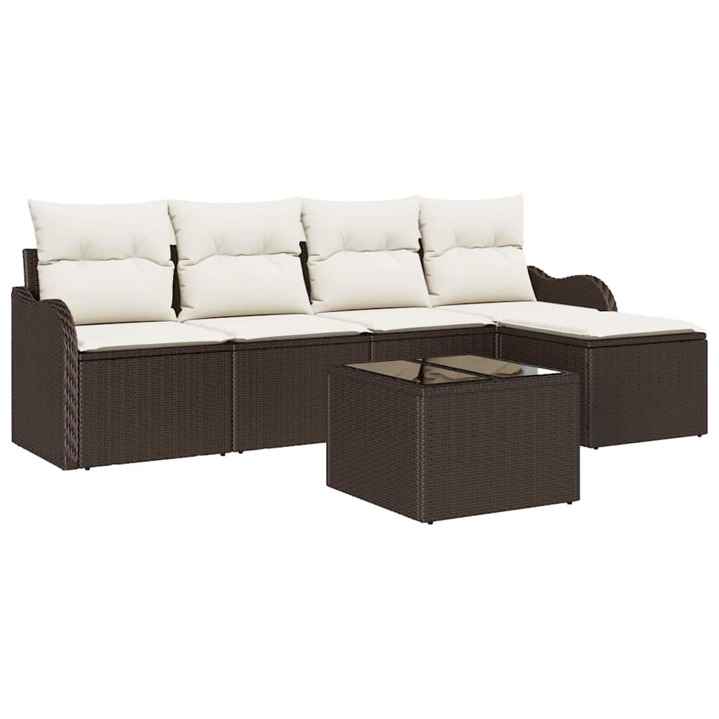 Ensemble de canapé de jardin avec stockage 6 pcs Gris polyrotin