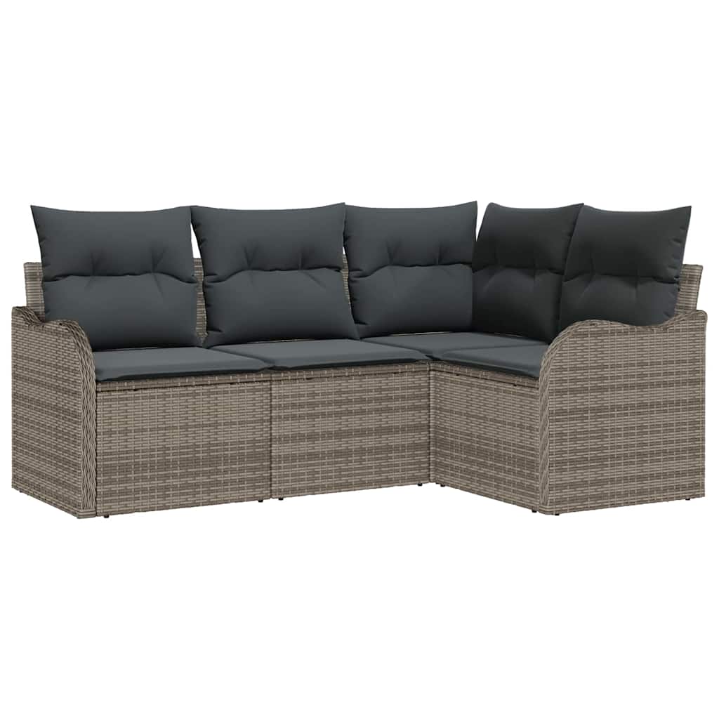 Ensemble de canapé de jardin 4 pc Gris polyrotin