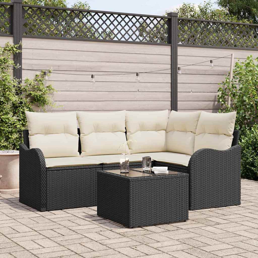 Ensemble de canapé de jardin 5 pc Marron polyrotin