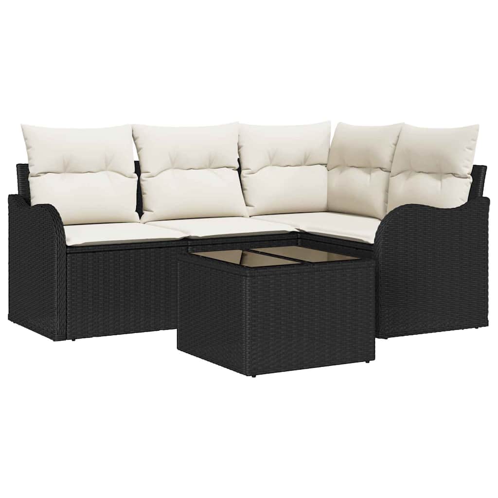 Ensemble de canapé de jardin 5 pc Marron polyrotin