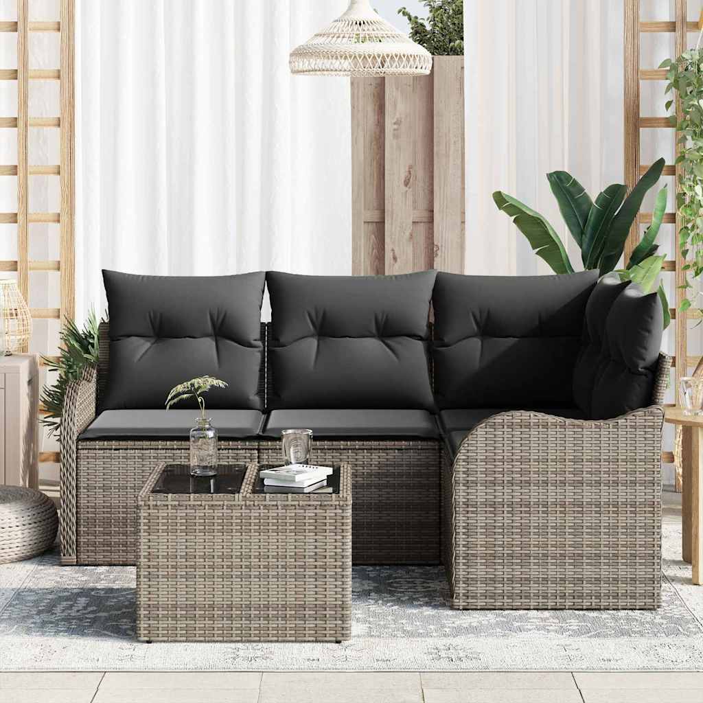 Ensemble de canapé de jardin 5 pc Noir polyrotin