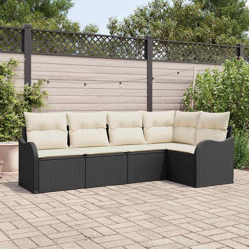 Ensemble de canapé de jardin avec stockage 5 pcs Noir polyrotin