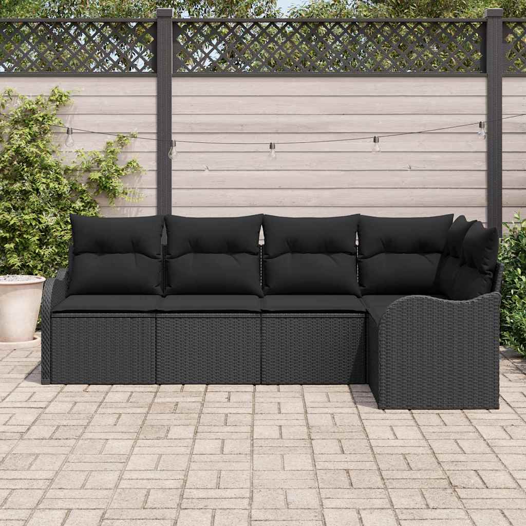Ensemble de canapé de jardin avec stockage 5 pcs Noir polyrotin