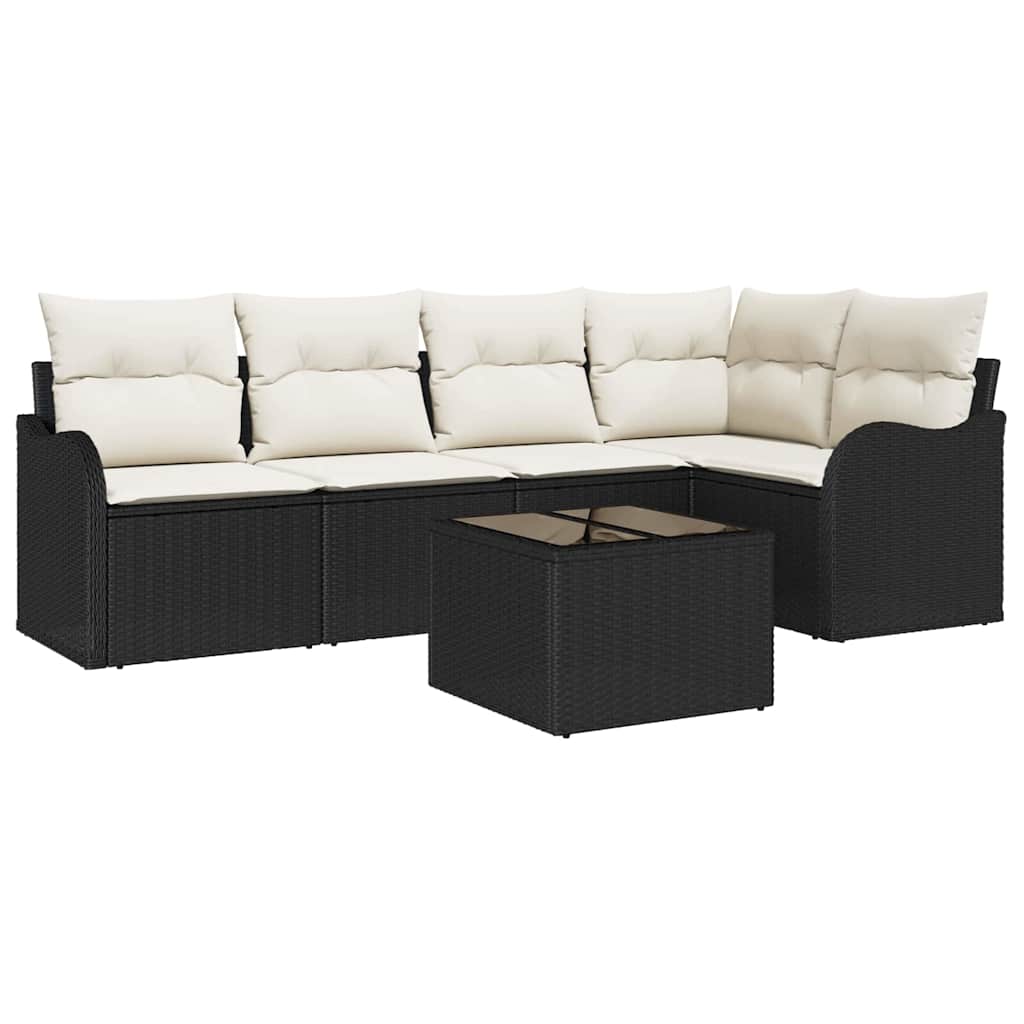 Ensemble de canapé de jardin avec stockage 6 pcs Noir polyrotin