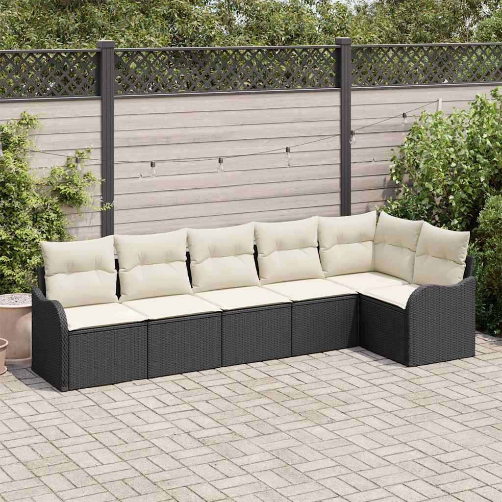 Ensemble de canapé de jardin avec stockage 6 pcs Noir polyrotin