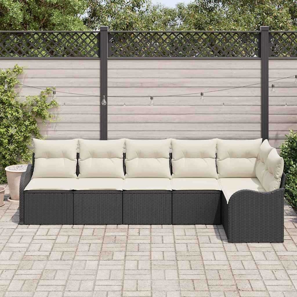 Ensemble de canapé de jardin avec stockage 6 pcs Noir polyrotin