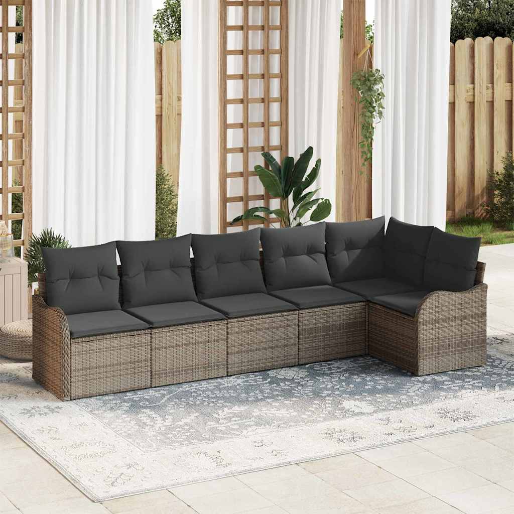 Ensemble de canapé de jardin 6 pc Gris polyrotin