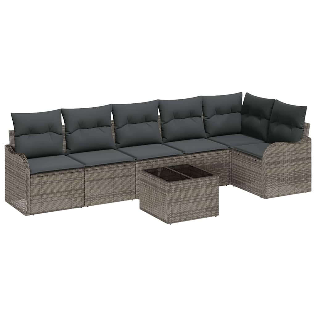Ensemble de canapé de jardin 7 pc Noir polyrotin