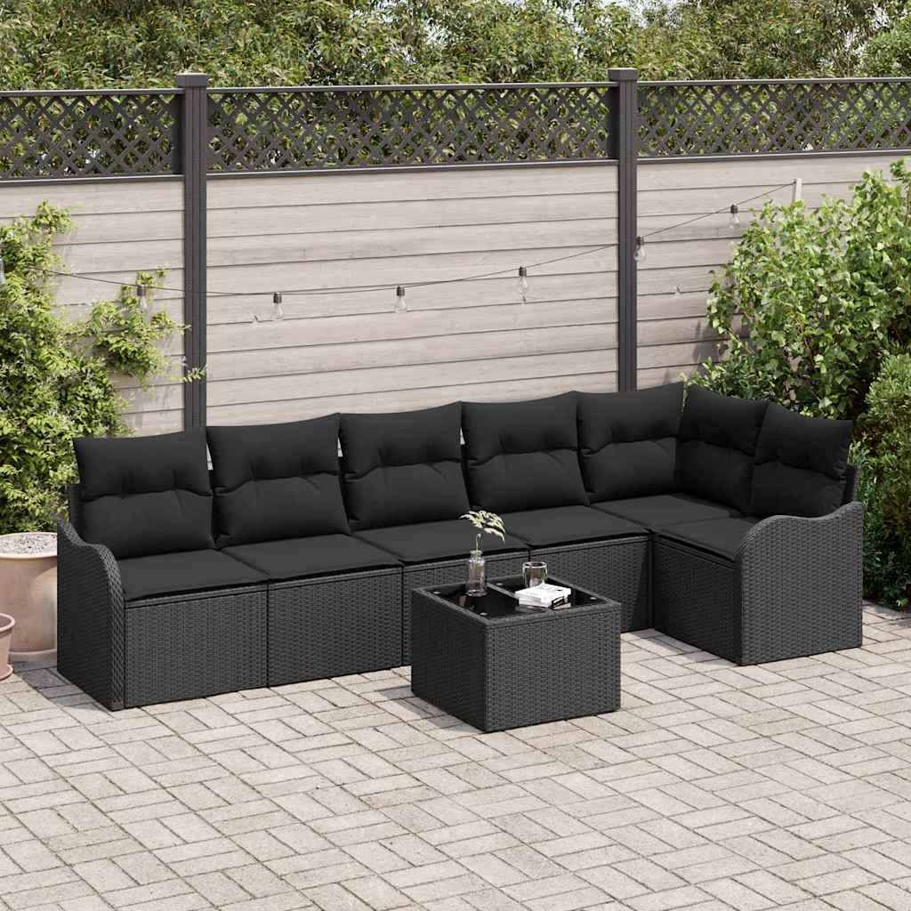 Ensemble de canapé de jardin 7 pcs Beige Poly rotin