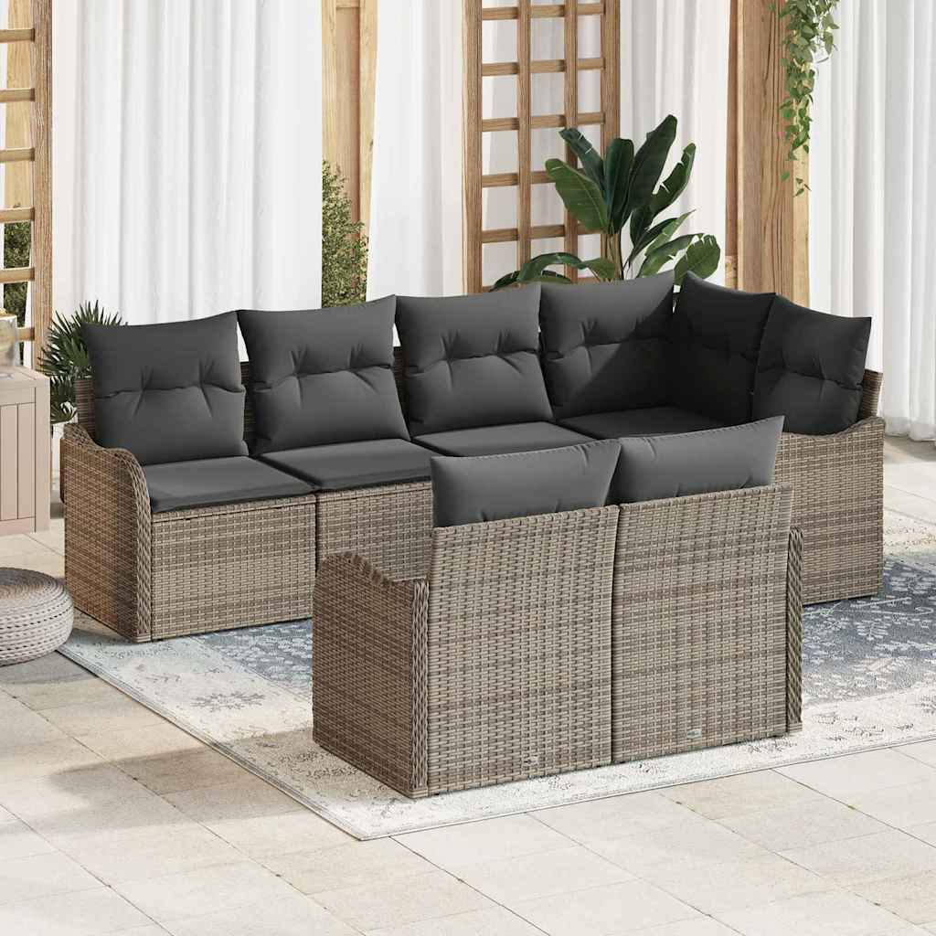 Ensemble de canapé de jardin 7 pc Gris Poly rotin