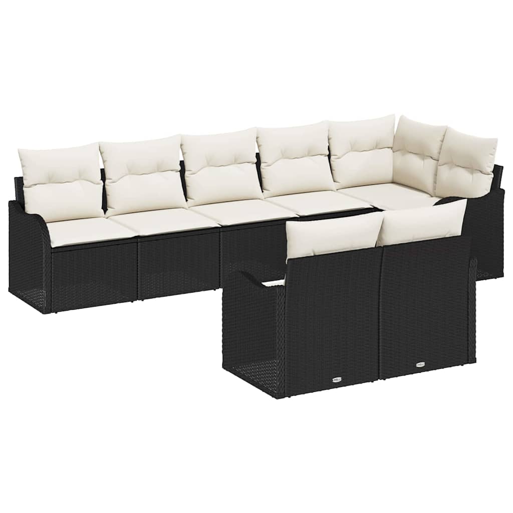 Ensemble de canapé de jardin 8 pc Noir et Blanc polyrotin