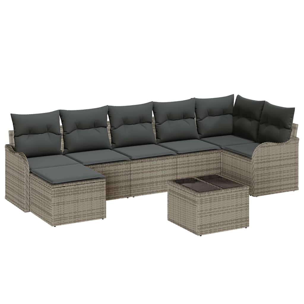 Ensemble de canapé de jardin 8 pc Gris polyrotin