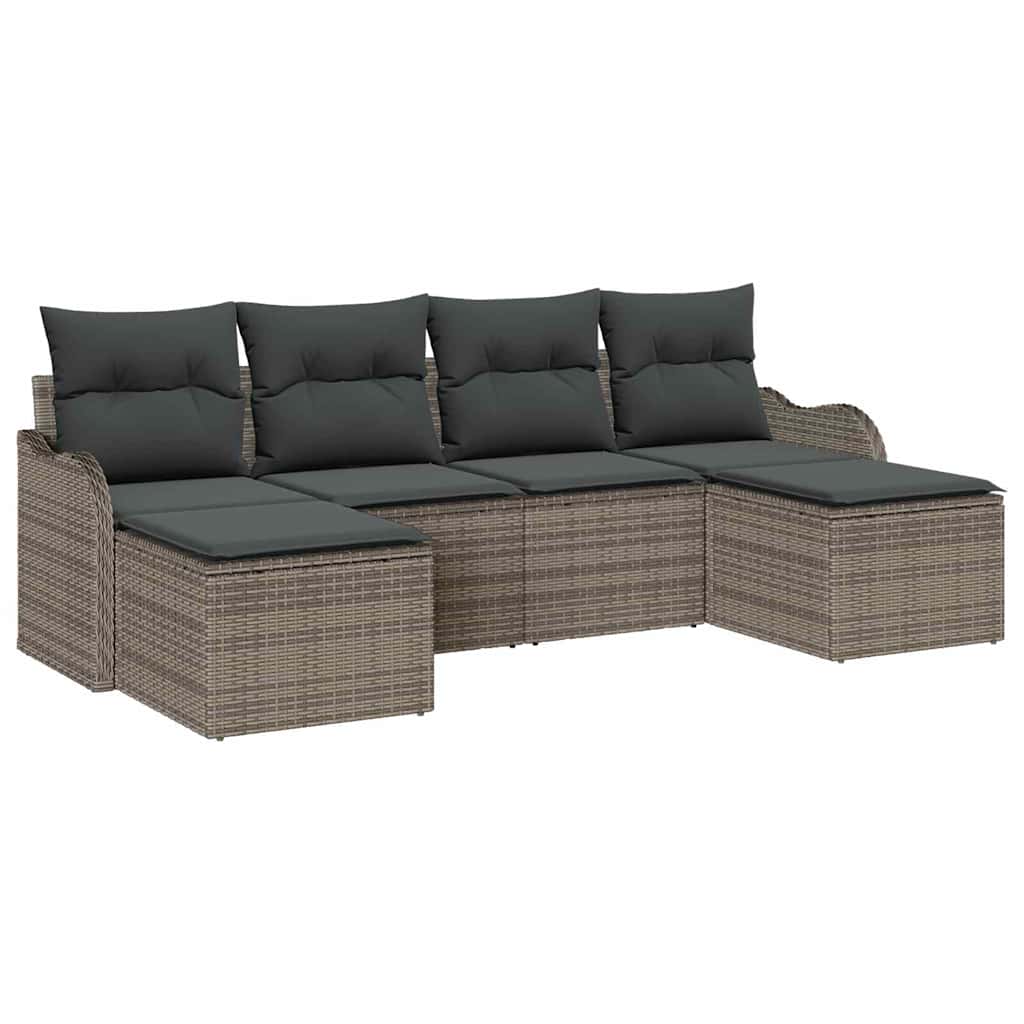 Ensemble de canapé de jardin avec stockage 6 pcs Gris polyrotin