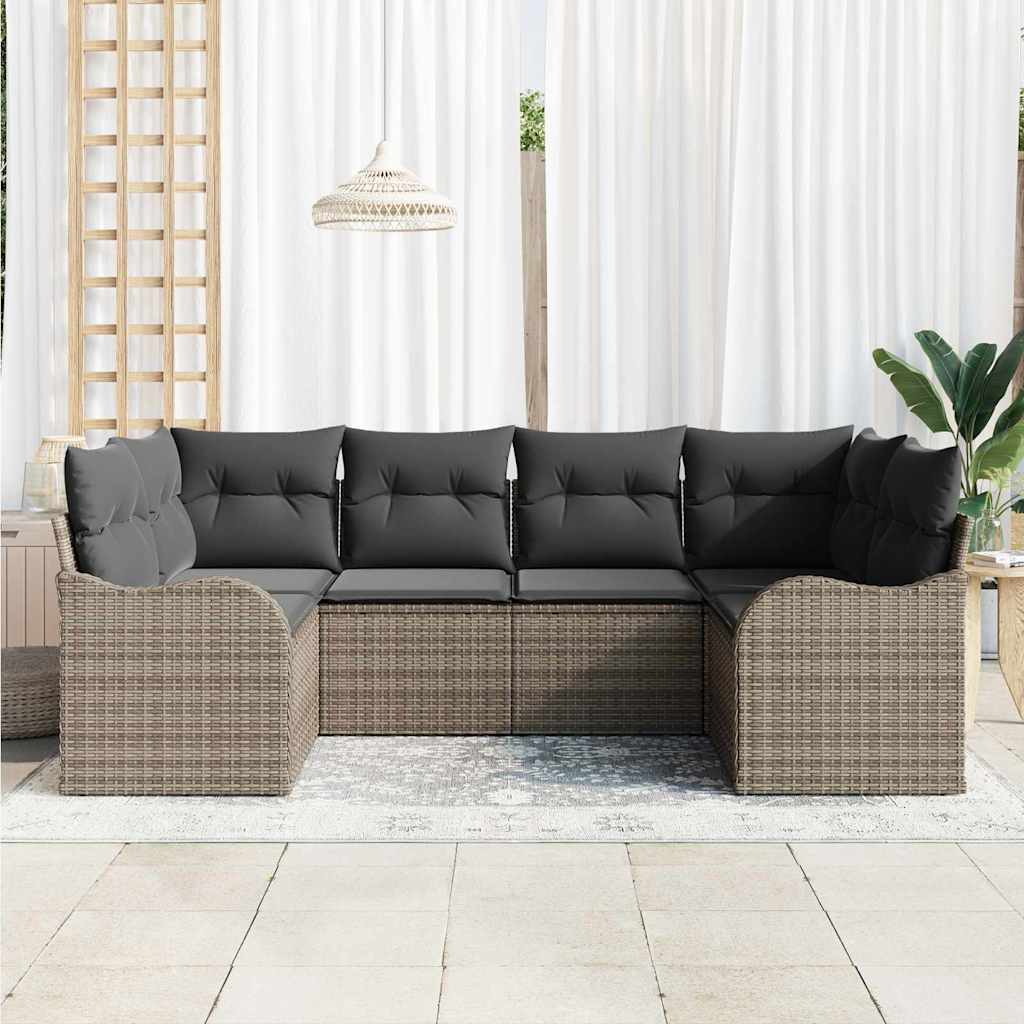 Ensemble de canapé de jardin 6 pc Gris Poly rotin