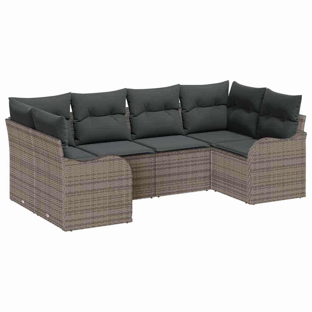Ensemble de canapé de jardin 6 pc Gris Poly rotin
