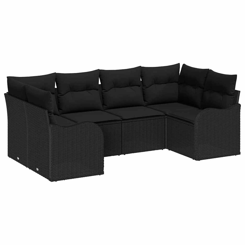 Ensemble de canapé de jardin 6 pcs Noir Poly rotin
