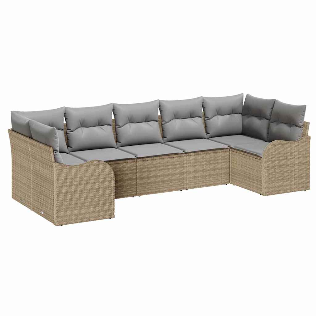 Ensemble de canapé de jardin 7 pcs beige et gris clair