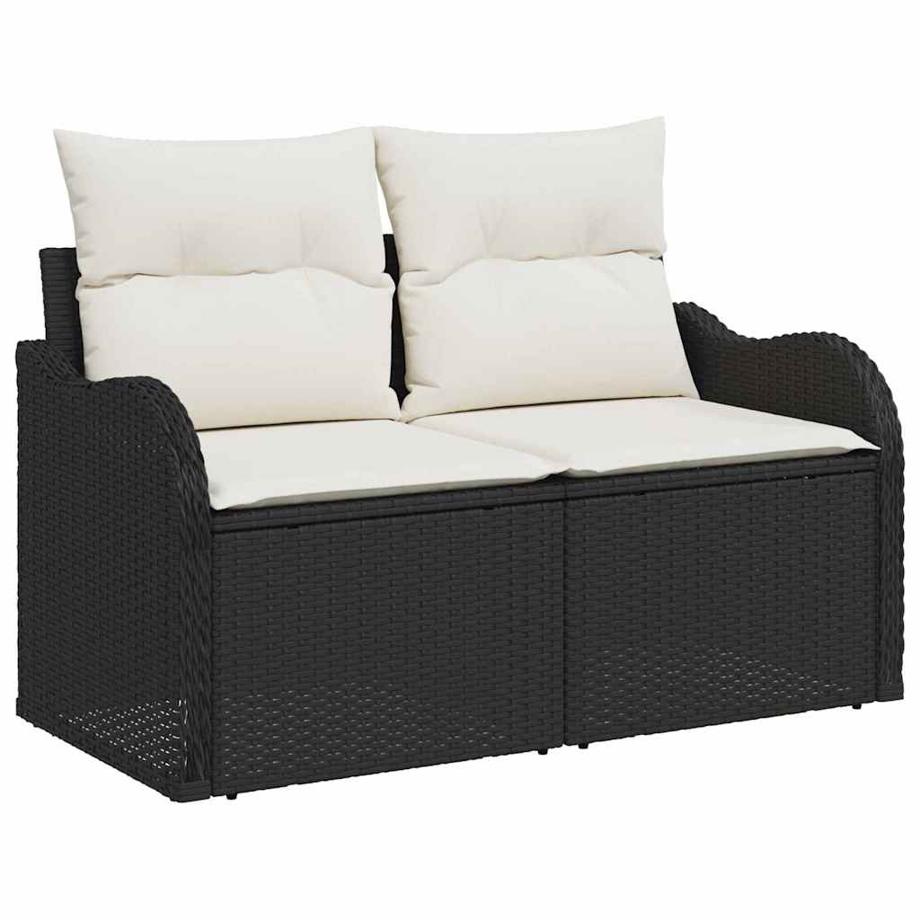 Ensemble de canapé de jardin 10 pcs Noir et blanc Poly rotin