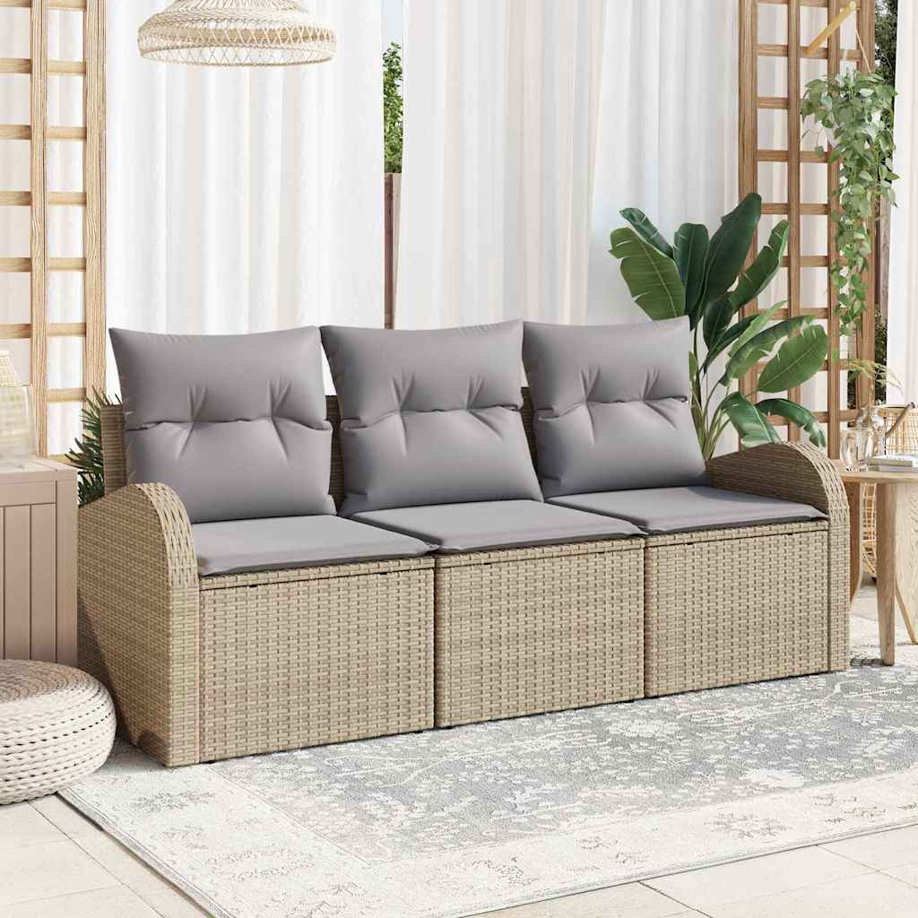 Ensemble de canapé de jardin 3 pcs beige et gris clair