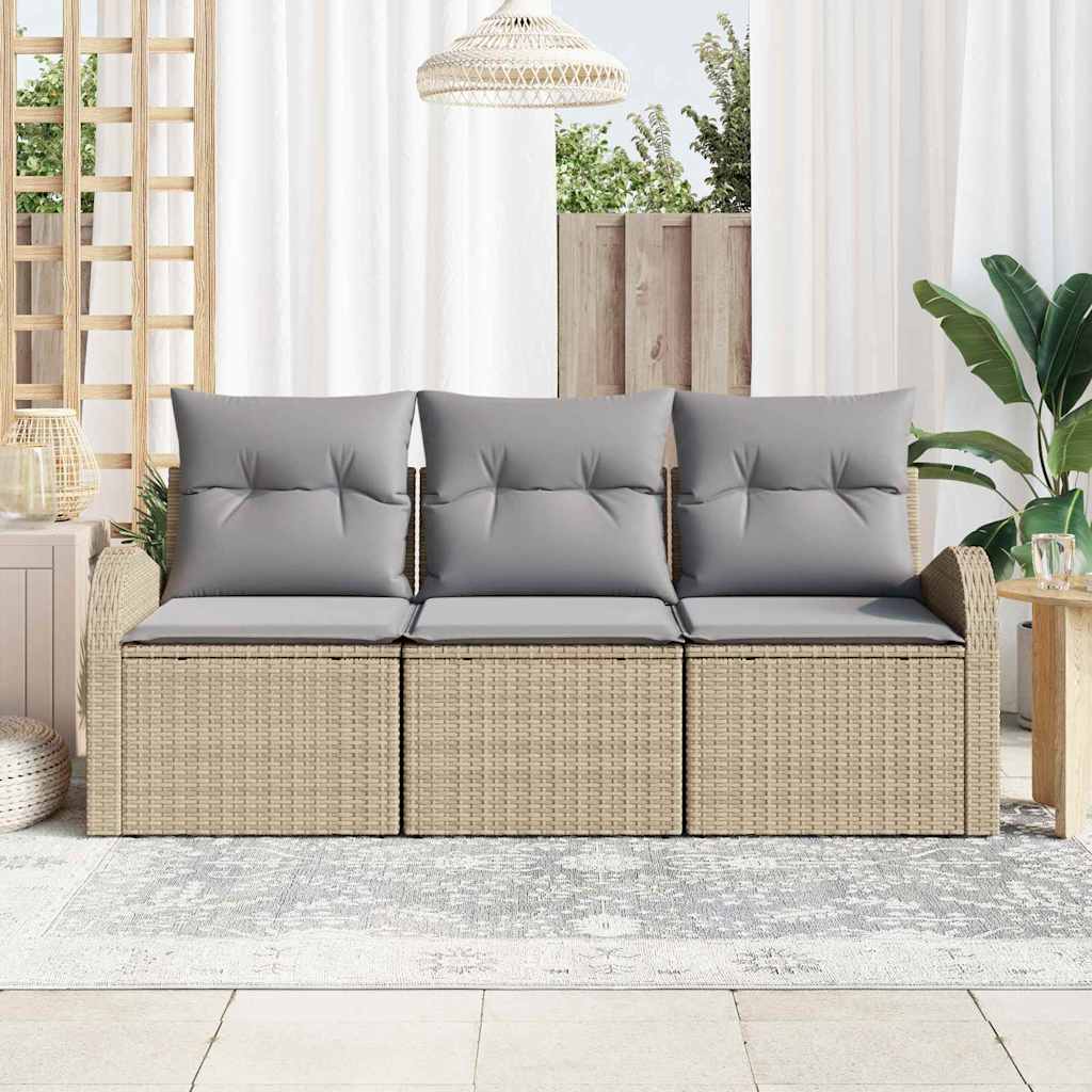 Ensemble de canapé de jardin 3 pcs beige et gris clair