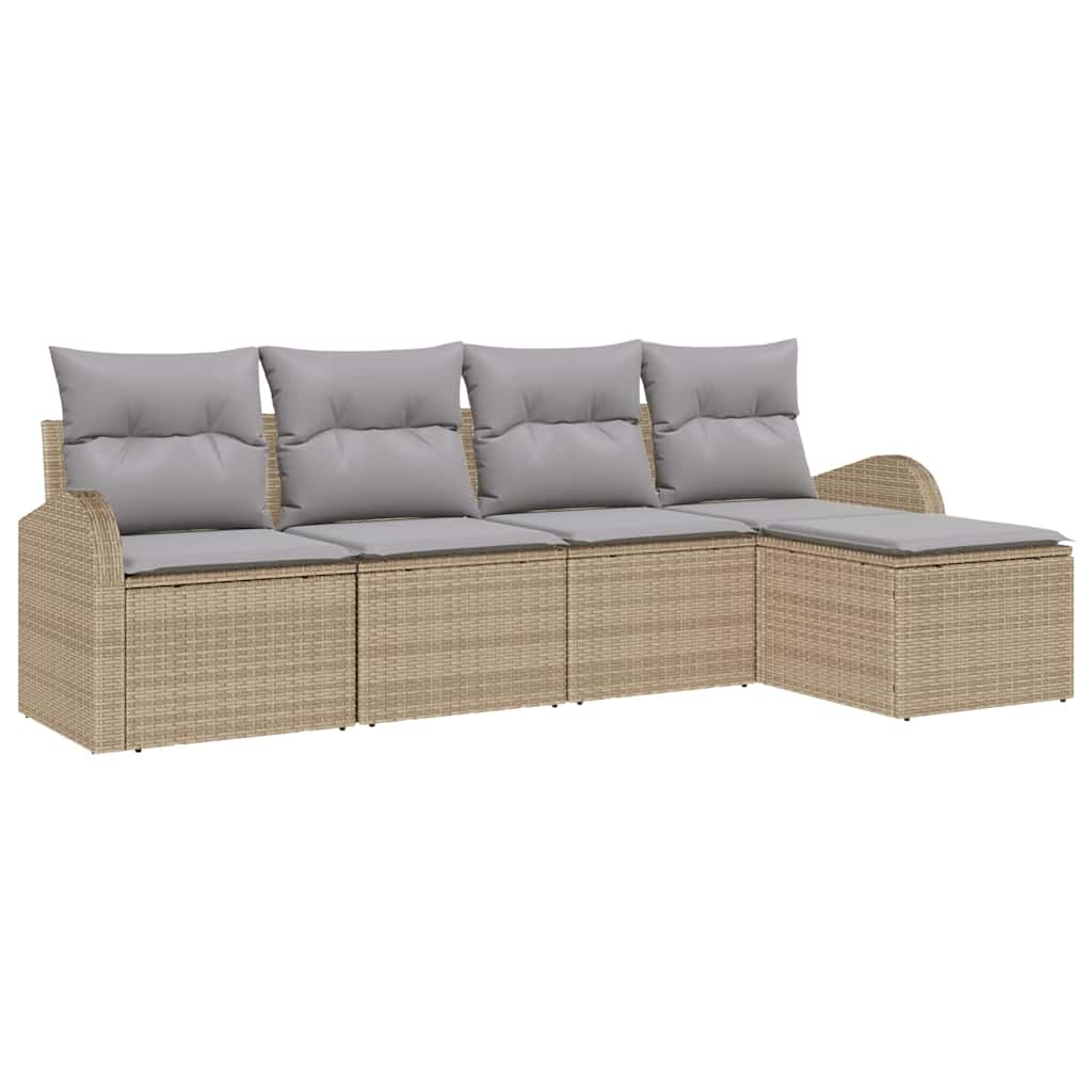 Ensemble de Canapés 5 pcs Beige et Gris clair polyrotin