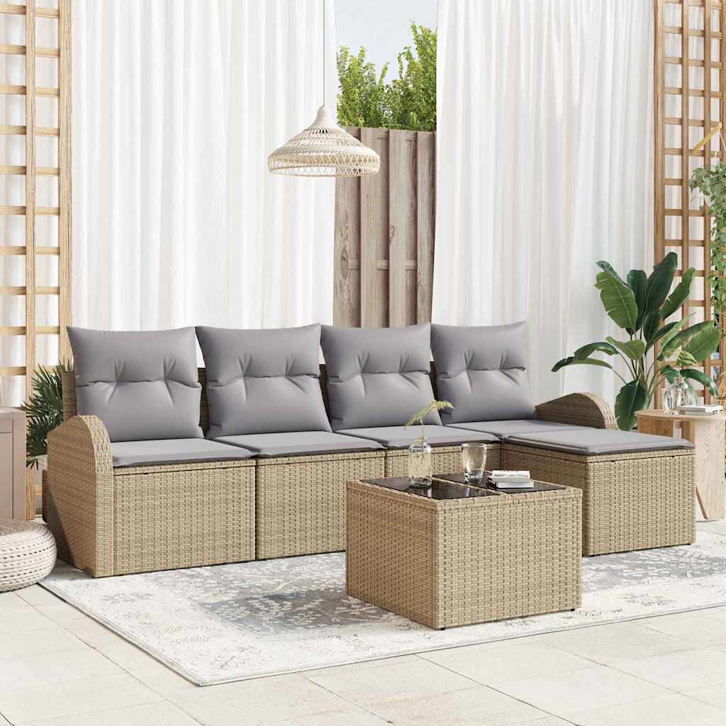 Ensemble de Canapés 6 pcs Beige et Gris clair polyrotin