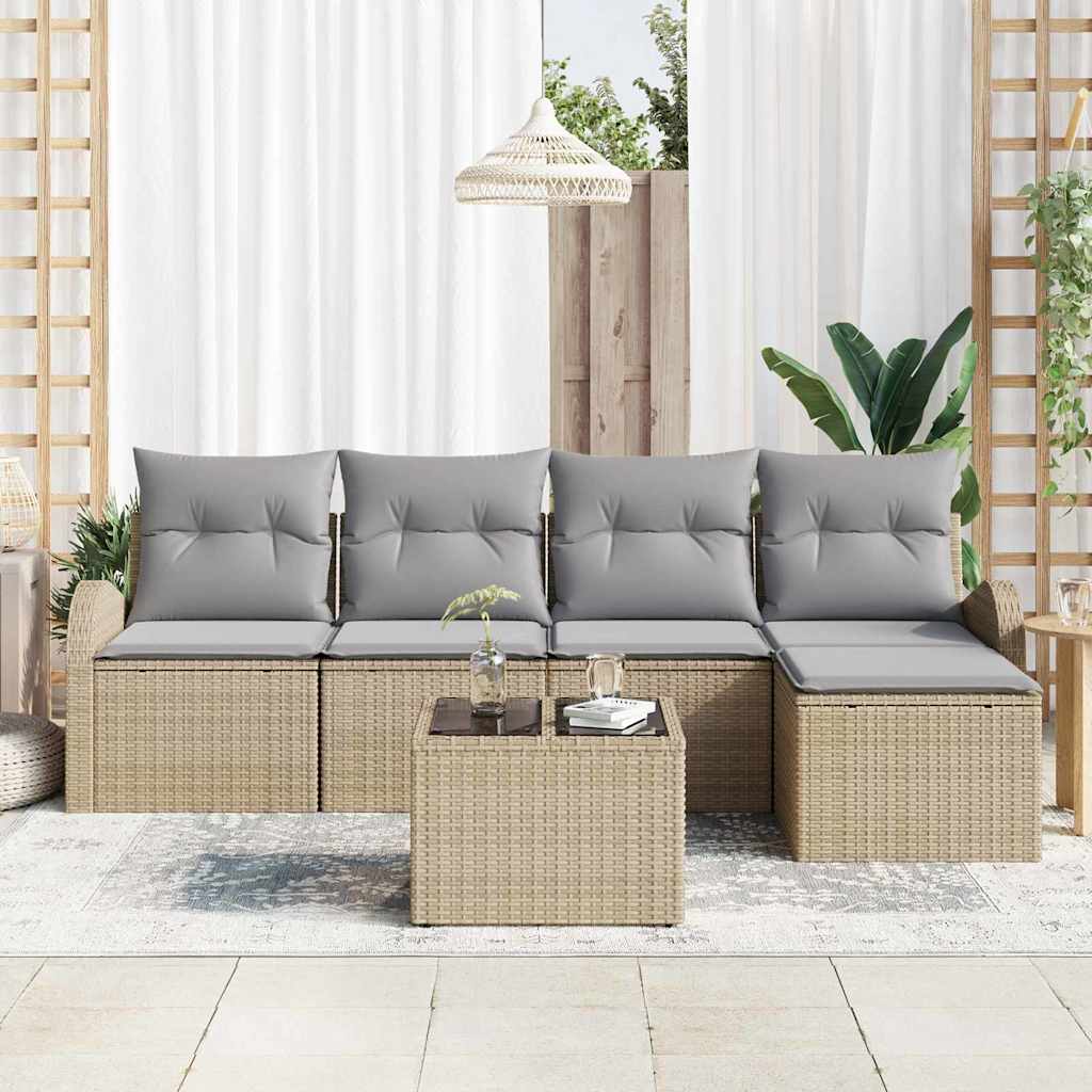 Ensemble de Canapés 6 pcs Beige et Gris clair polyrotin