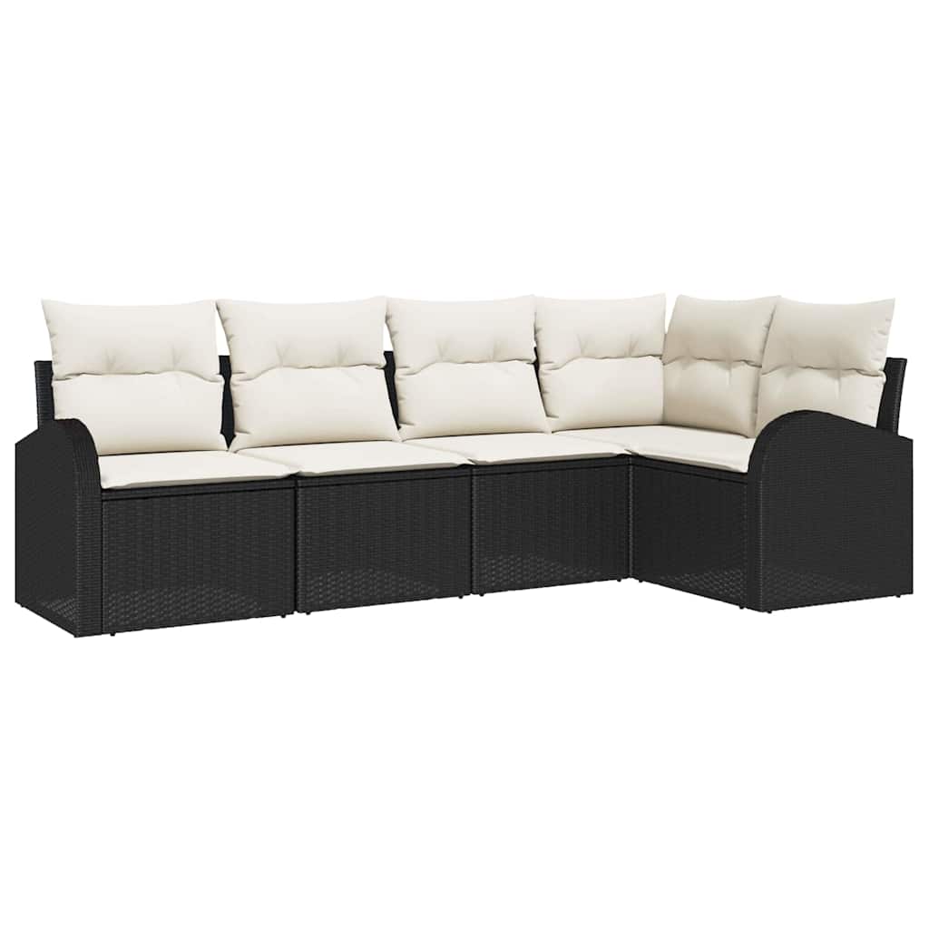 Ensemble de canapé de jardin 5 pcs Noir et Blanc polyrotin