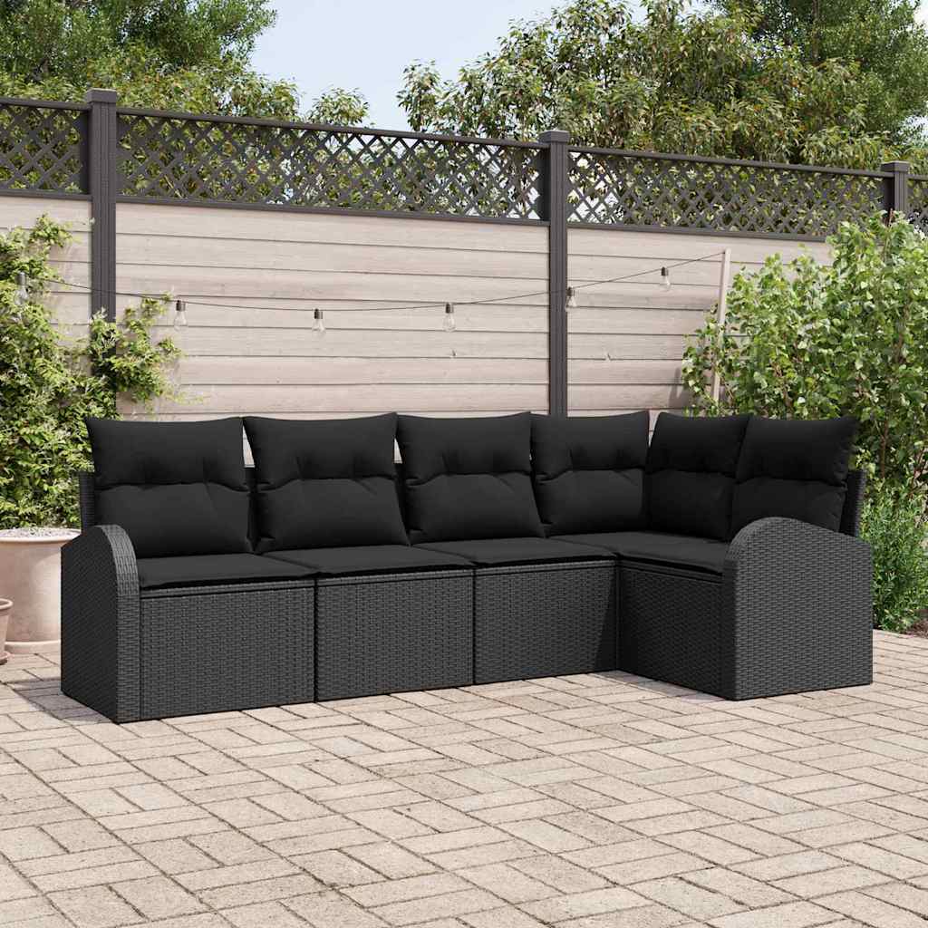 Ensemble de canapé de jardin avec coussin 5 pcs Noir polyrotin - XIOS