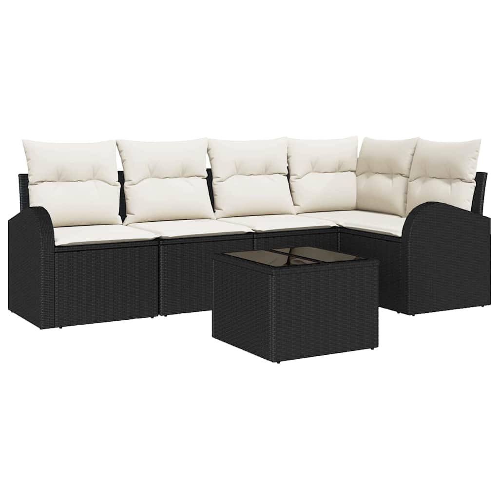 Ensemble de canapé de jardin 6 pcs Noir et Blanc polyrotin - XIOS
