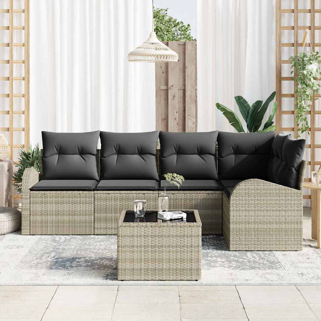 Ensemble de canapé de jardin 6 pcs Gris clair polyrotin - XIOS