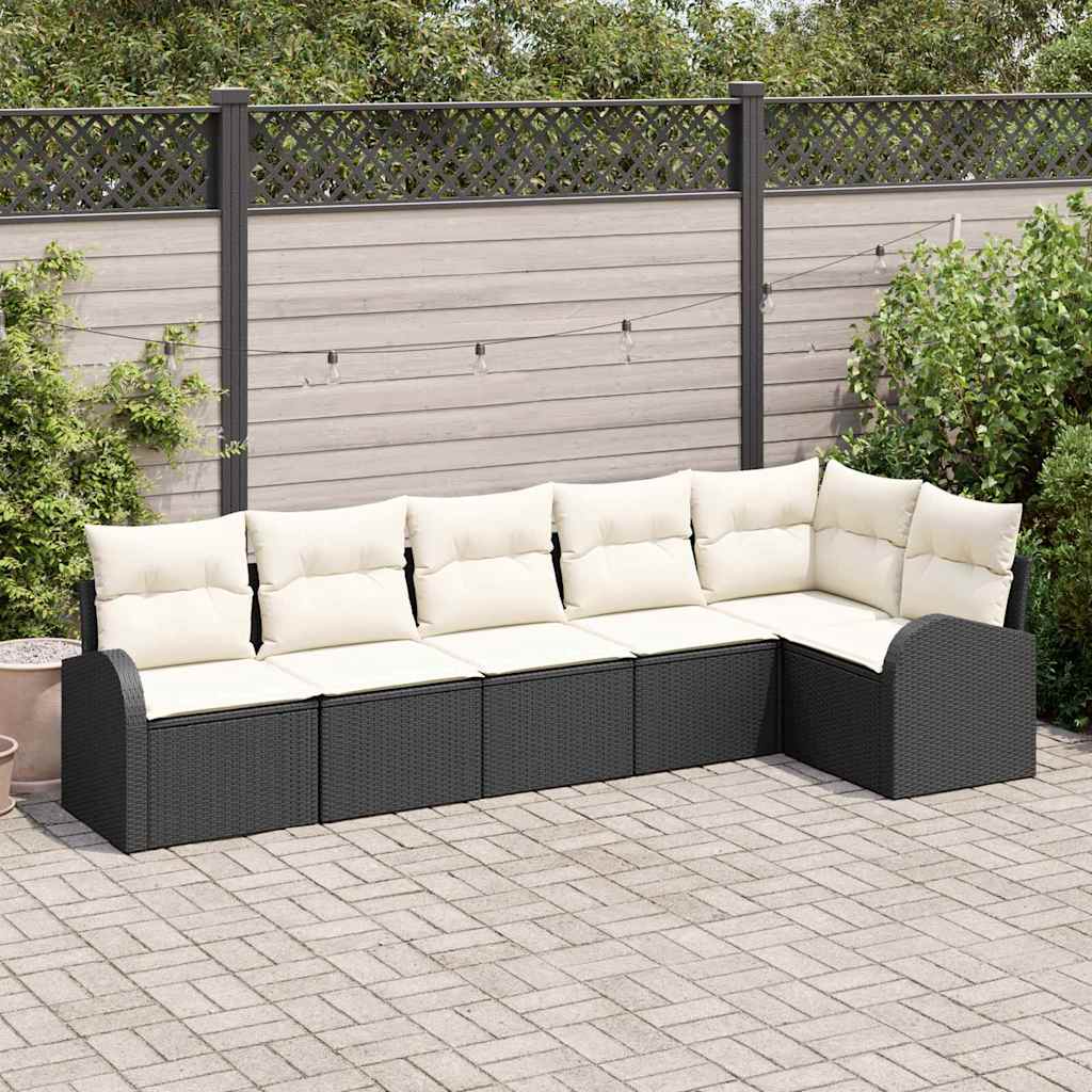 Ensemble de canapé de jardin 6 pcs Noir et Blanc polyrotin - XIOS