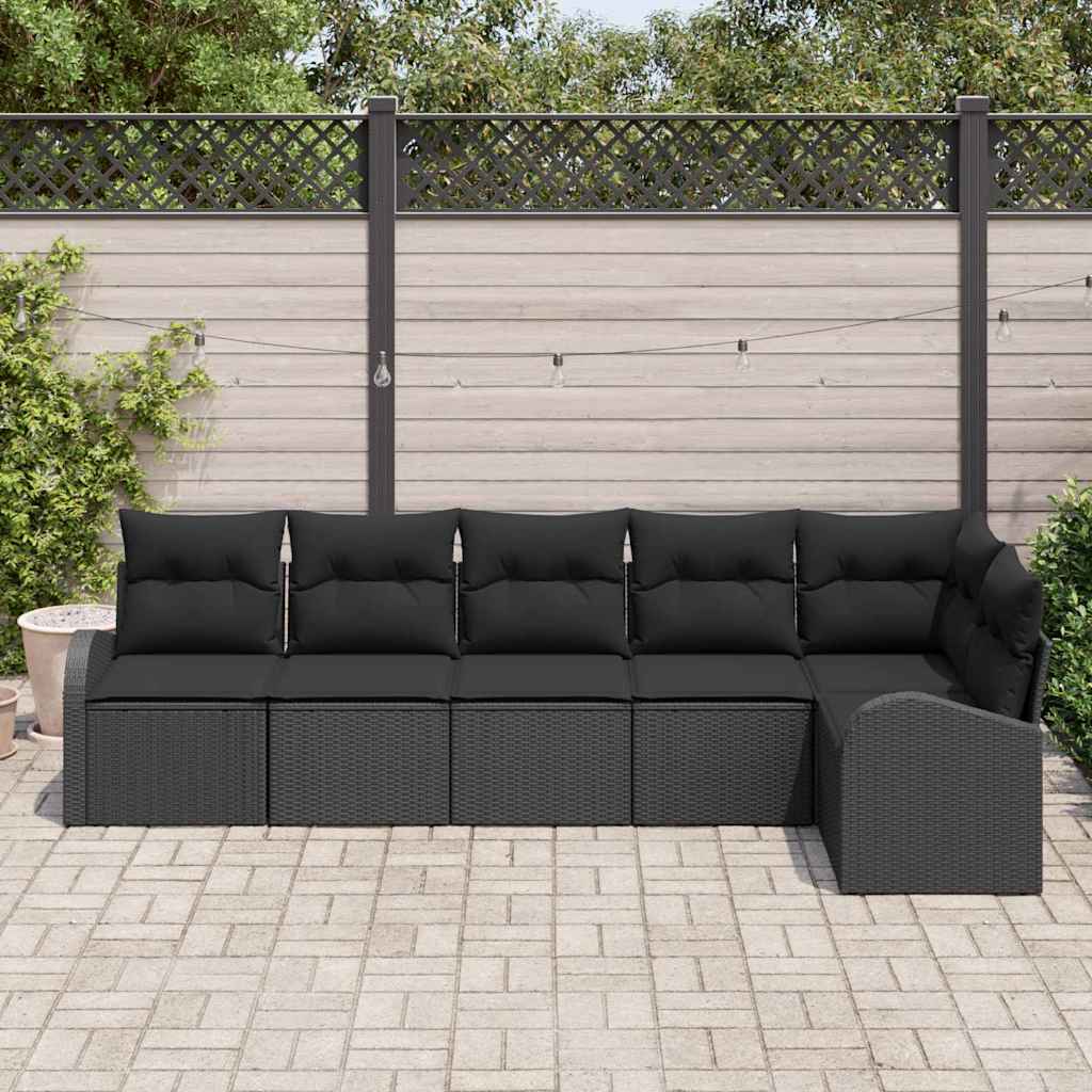 Ensemble de canapé de jardin avec coussin 6 pcs Noir polyrotin - XIOS