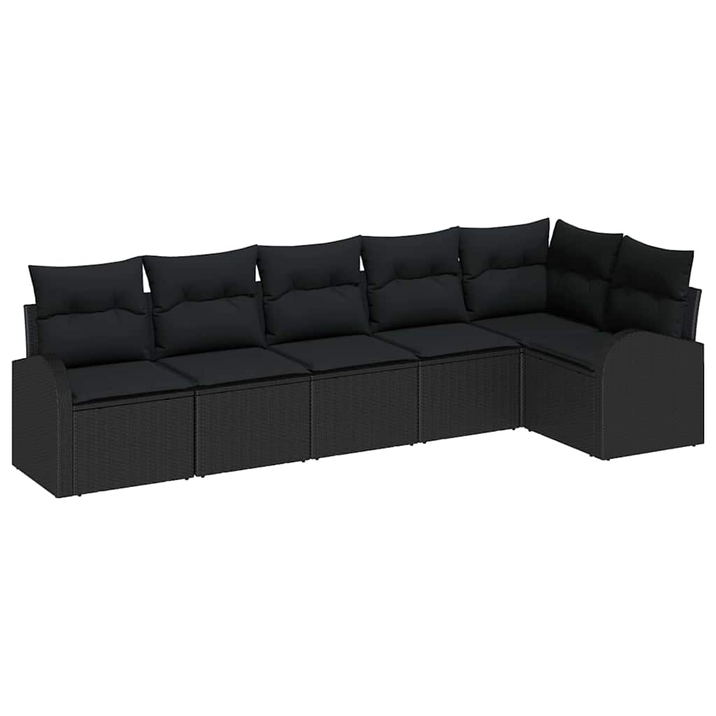 Ensemble de canapé de jardin avec coussin 6 pcs Noir polyrotin - XIOS
