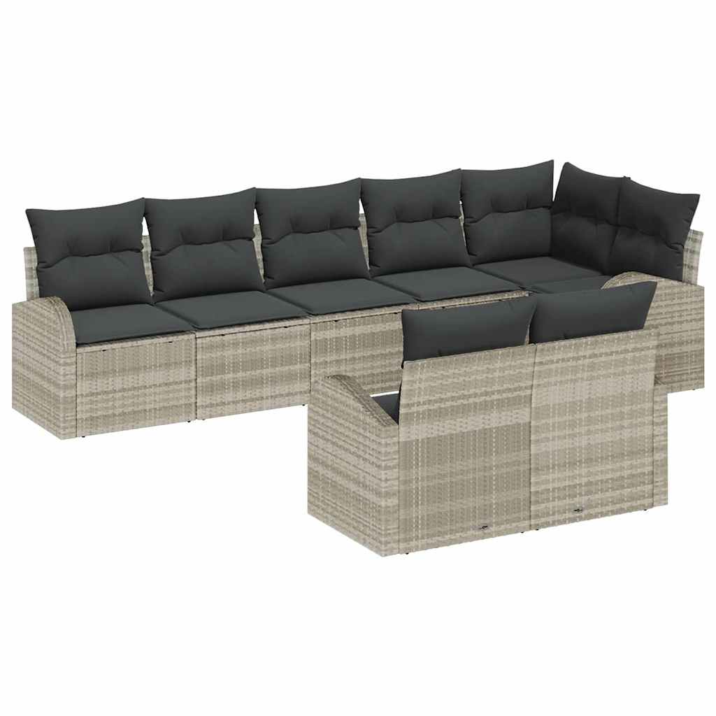 Ensemble de canapé de jardin 8 pcs Gris clair polyrotin - XIOS