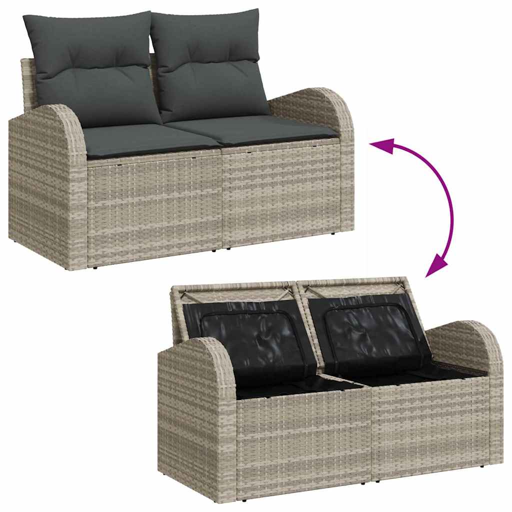 Ensemble de canapé de jardin 8 pcs Gris clair polyrotin - XIOS