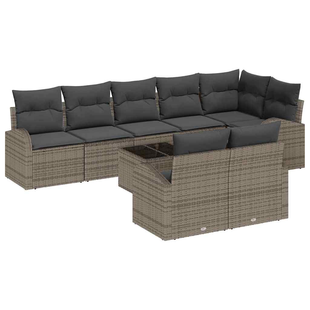 Ensemble de canapé de jardin avec coussin 9 pcs Gris polyrotin - XIOS