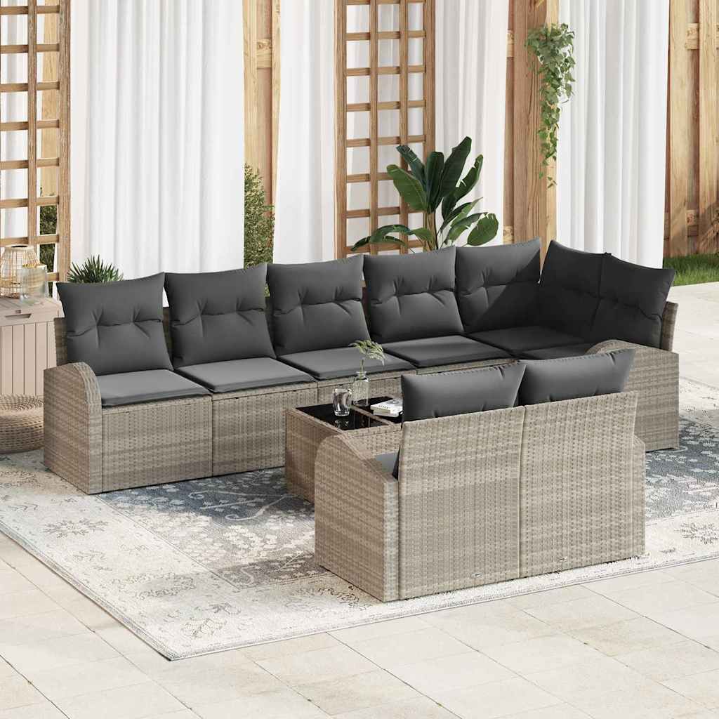 Ensemble de canapé de jardin 9 pcs Gris clair polyrotin - XIOS