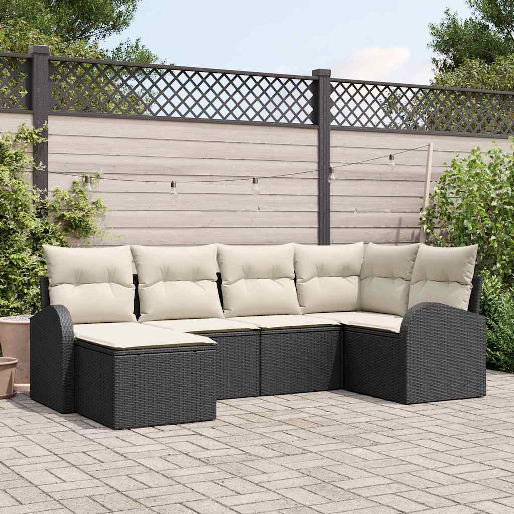 Ensemble de Canapés avec coussin 6 pcs Noir et Blanc polyrotin - XIOS