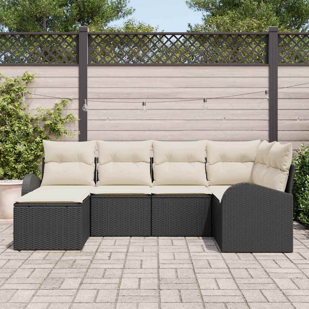 Ensemble de Canapés avec coussin 6 pcs Noir et Blanc polyrotin - XIOS