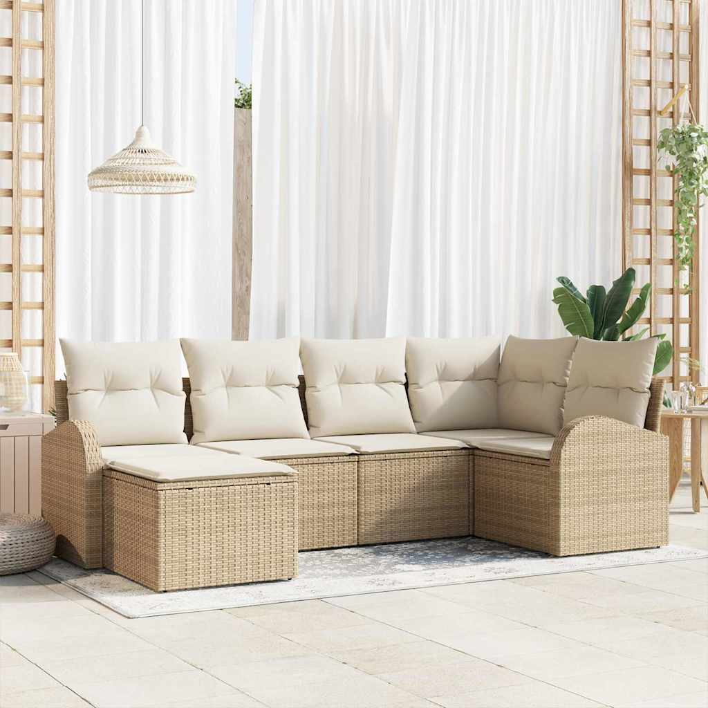 Ensemble de Canapés 6 pc Beige et blanc polyrotin
