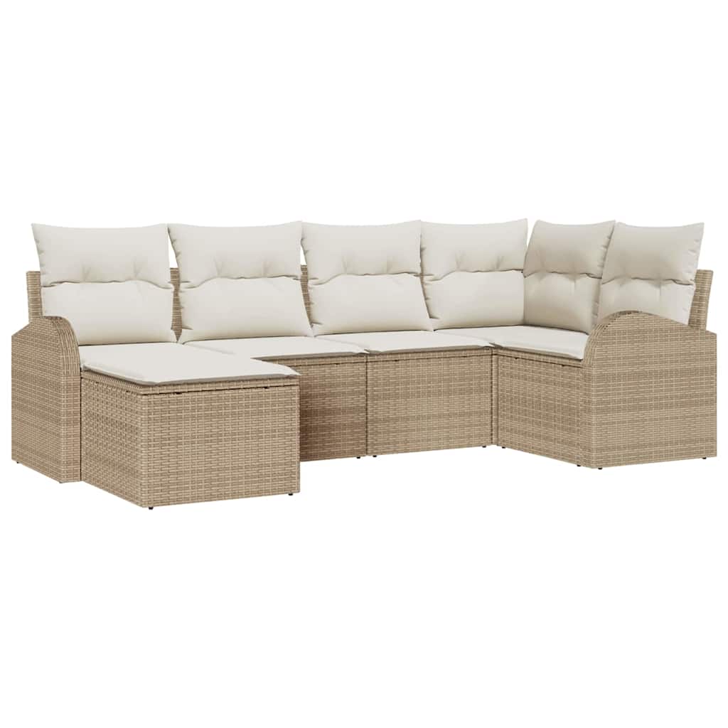 Ensemble de Canapés 6 pc Beige et blanc polyrotin